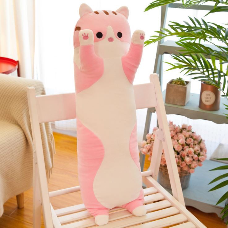 Cat Plush Bolster 50cm/90cm/130cm – Soft & Comfy Sleeping Pillow for Kids