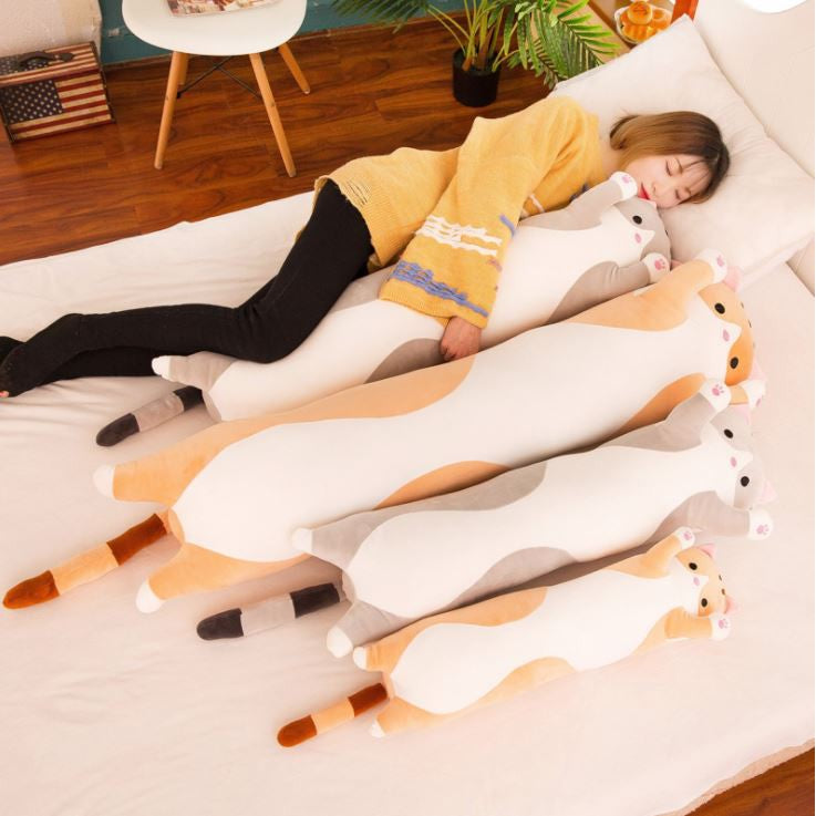 Cat Plush Bolster 50cm/90cm/130cm – Soft & Comfy Sleeping Pillow for Kids