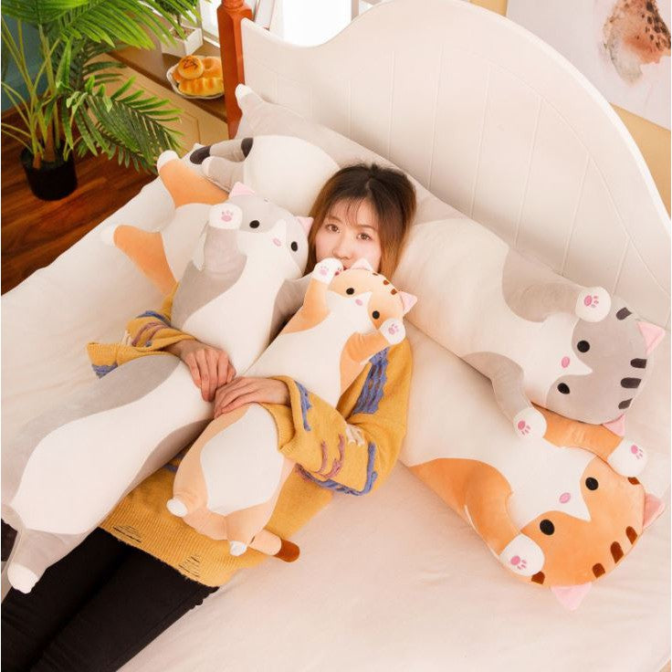 Cat Plush Bolster 50cm/90cm/130cm – Soft & Comfy Sleeping Pillow for Kids