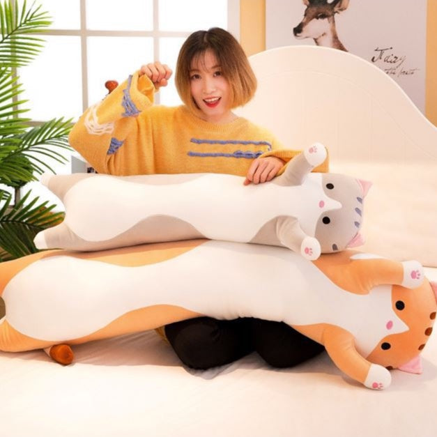 Cat Plush Bolster 50cm/90cm/130cm – Soft & Comfy Sleeping Pillow for Kids