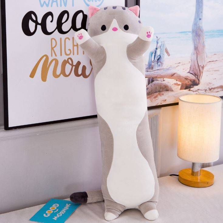 Cat Plush Bolster 50cm/90cm/130cm – Soft & Comfy Sleeping Pillow for Kids